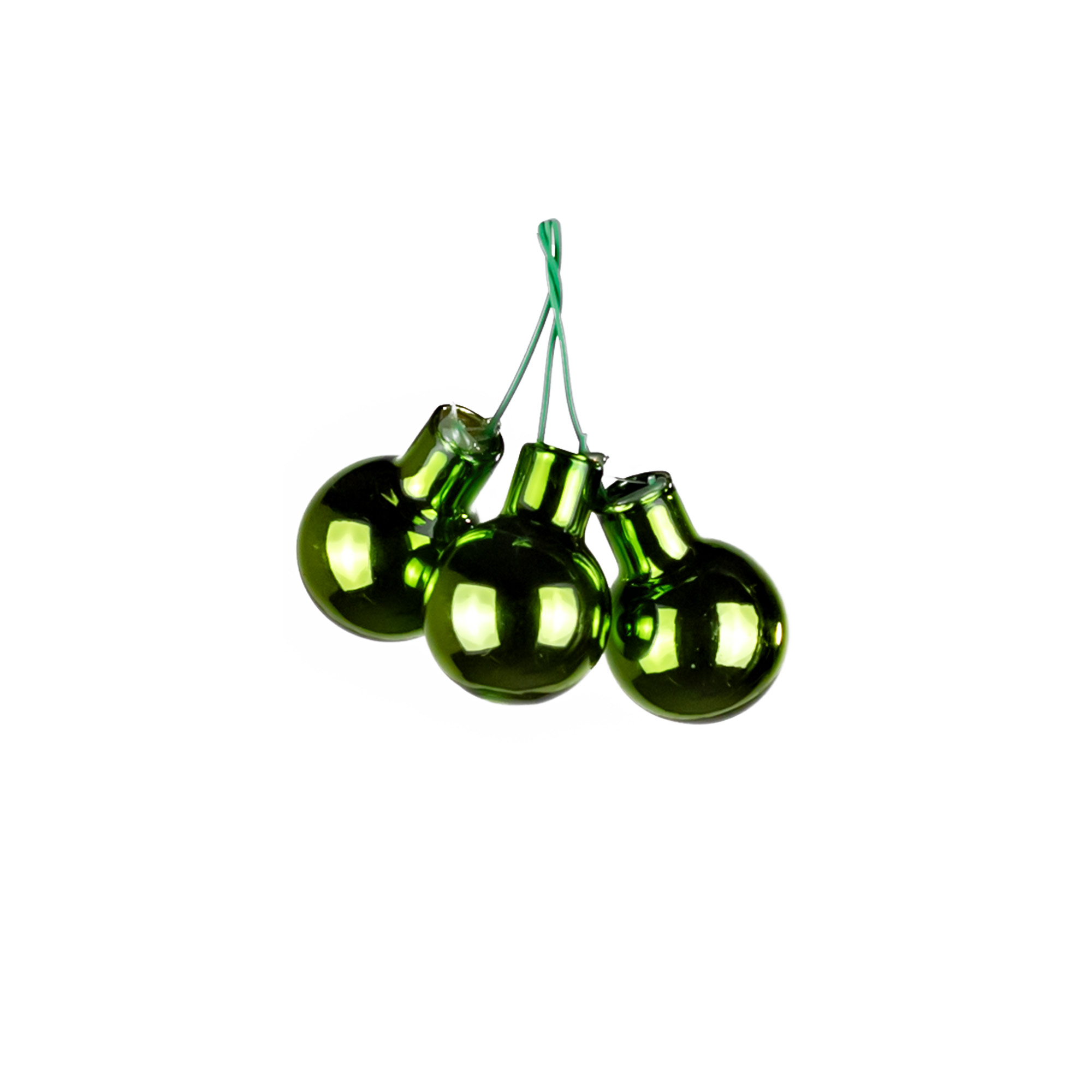 Glass christmas balls on wire, plain , 144 pcs, Green